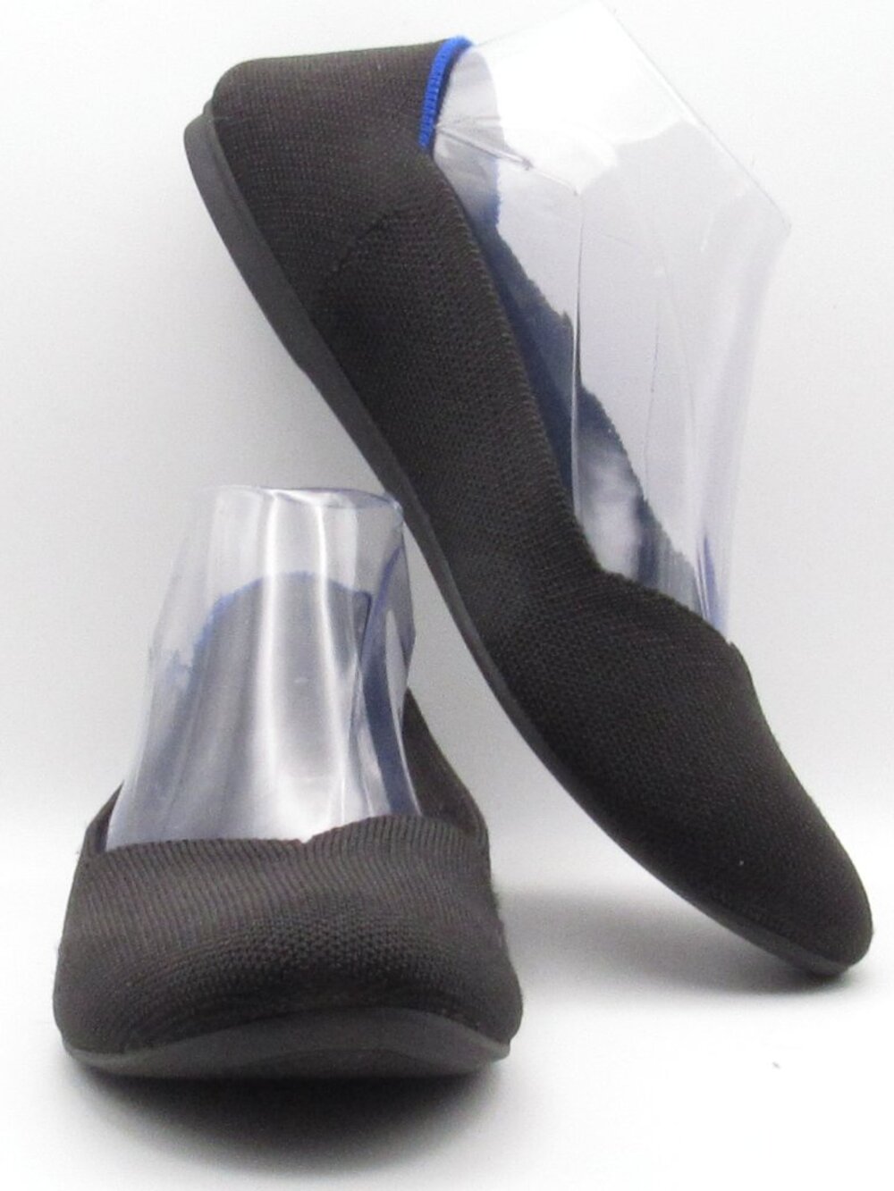 Rothy’s Black Women's Blue Halo The Flat Round Toe Ballet Shoes Knit Size 9.5